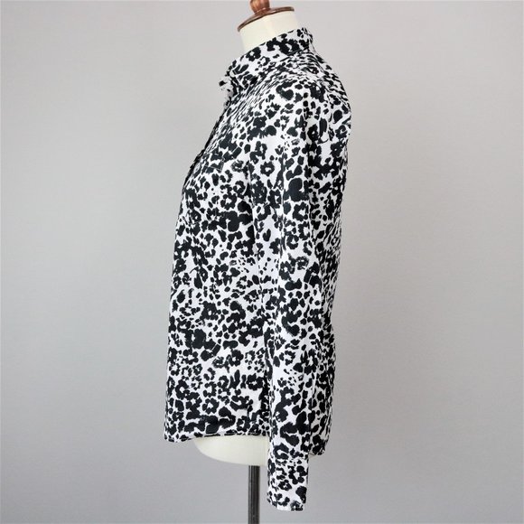 J. Crew Black White Snowcat Boy Shirt Button Up Long Sleeve Women’s Size 0 - Picture 6 of 16